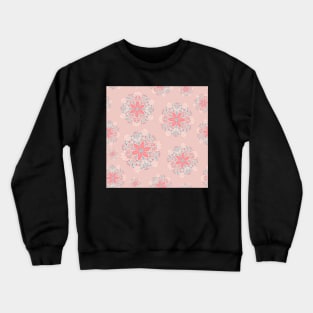 Pink and Blue Blossom Folk Art Repeat Pattern Crewneck Sweatshirt